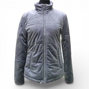 NWT Anthropologie Star Crossed Lovers Women’s S Velvet Puffer Coat Gray
